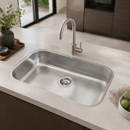 Cuba Inox de Embutir 54x34 Lávinia + Válvula Tramontina