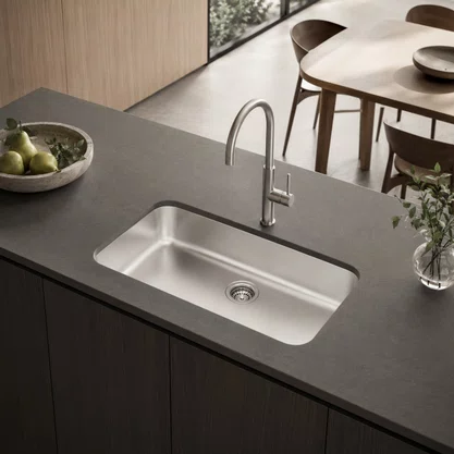 Cuba Inox de Embutir 70x40 Dora Escovada + Válvula Tramontina