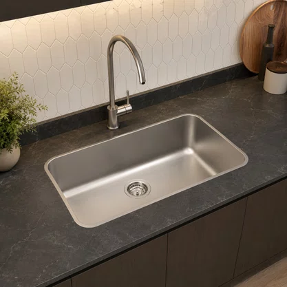Cuba Inox de Embutir 70x40 Dora Escovada + Válvula Tramontina