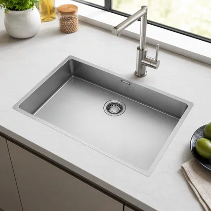 Cuba Inox de Embutir 70x40 Linea Bowl + Válvula Franke