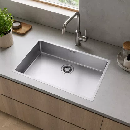 Cuba Inox de Embutir 70x40 Linea Bowl + Válvula Franke