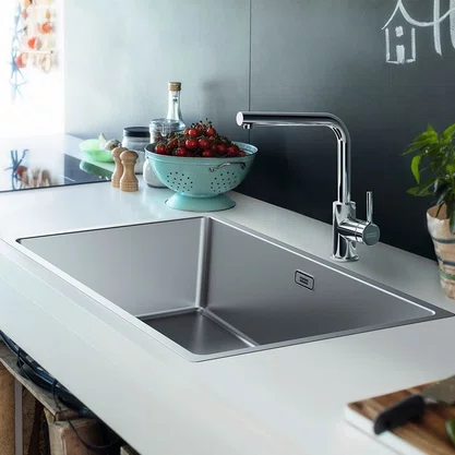 Cuba Inox de Embutir 70x40 Linea Bowl + Válvula Franke