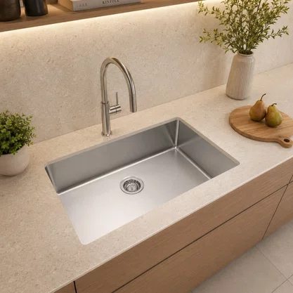 Cuba Inox de Embutir 70x40 Quadrum Undermount + Válvula Tramontina