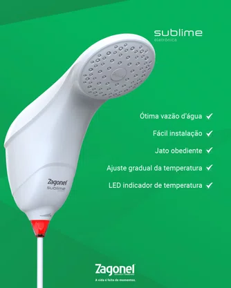 Ducha Sublime Eletrônica Branca Zagonel 7500w