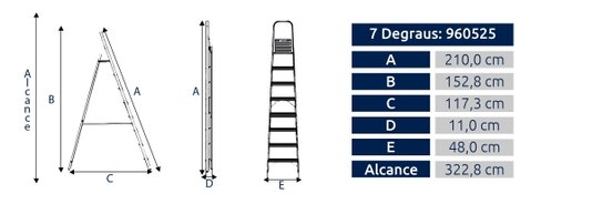 Escada de Alumínio Residencial Alumasa 7 Degraus