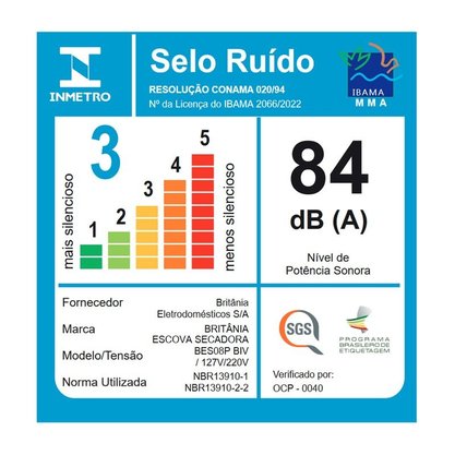 Escova Secadora BES08P 1300W Bivolt Britânia