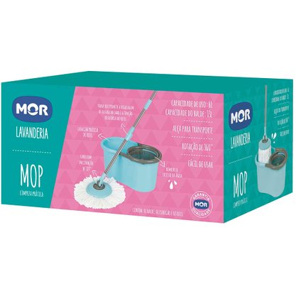 Esfregão Mop com Balde Limpeza Prática Mor 8298