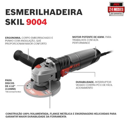 Esmerilhadeira Angular Skil 830W 4.1/2 9004