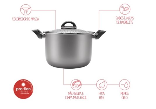 Espagueteira Prata Brinox 22 cm 5,5 litros
7100/352