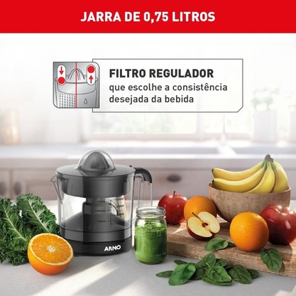 Espremedor de Frutas Arno Suco Express CP31 Preto 750ml 40W