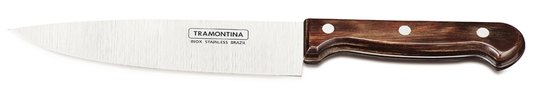 Faca Chef Polywood com Lâmina em Aço Inox e Cabo de Madeira Castanho Tramontina 7" 21131/197