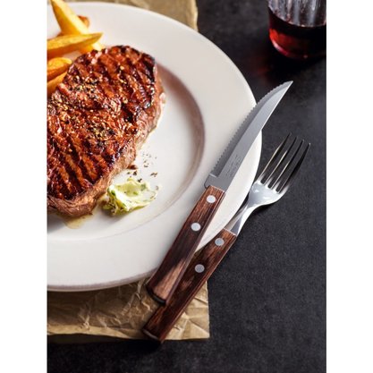 Faca para Churrasco Lâmina em Aço Inox e Cabo de Madeira Polywood Castanho Tramontina 5" 21100/495