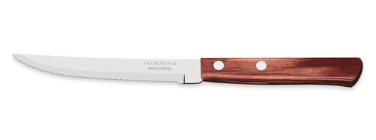 Faca para Churrasco Lâmina em Aço Inox e Cabo em Madeira Polywood Vermelho Tramontina 5" 21100/475