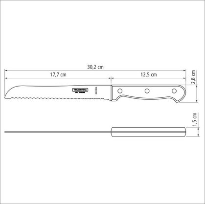 Faca para Pão Polywood Castanho Tramontina 7" 21125197