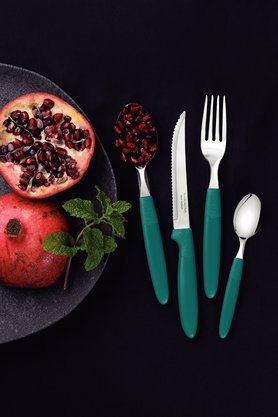 Faqueiro Ipanema Lâmina Aço Inox e Cabo Verde Esmeralda com Pote Plástico Tramontina 24 Peças 23399/091