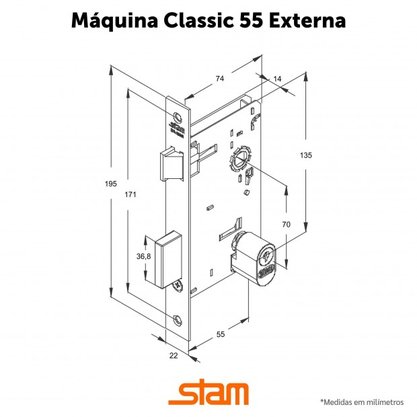 Fechadura 1601/09 Externa Antique Stam 33561
