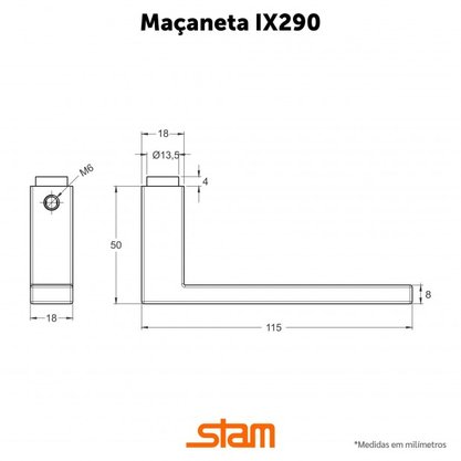 Fechadura ix290 Broca 40 mm Roseta Quadrada 1 Inox Polido Externa Stam 44396
