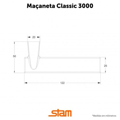 Fechadura Classic 40 3000 Roseta Quadrada Roseta Externa Inox Stam 38216