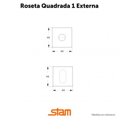 Fechadura Classic 40 3000 Roseta Quadrada Roseta Externa Inox Stam 38216