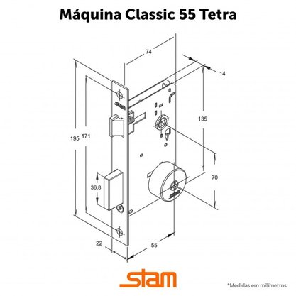 Fechadura 1600/09 Tetra Externa Antique Stam 33525