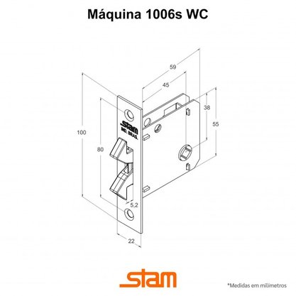 Fechadura 1006s WC Fano Roseta Quadrada 1 Inox Stam 41341