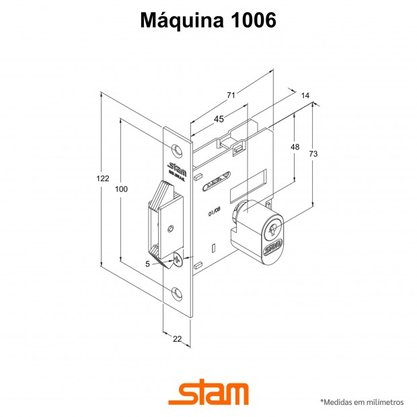 Fechadura 1006 Roseta Quadrada Externa Cromado Stam 10893