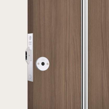 Fechadura para Porta de Correr Roseta Redonda Inox Basel Stam 1008