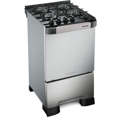 Fogão a Gás 4Q Decorato Vetro Inox com Mesa Vidro Mueller
