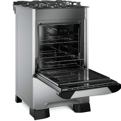 Fogão a Gás 4Q Decorato Vetro Inox com Mesa Vidro Mueller