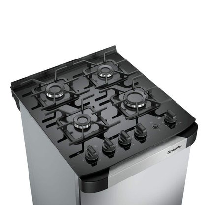 Fogão a Gás 4Q Decorato Vetro Inox com Mesa Vidro Mueller