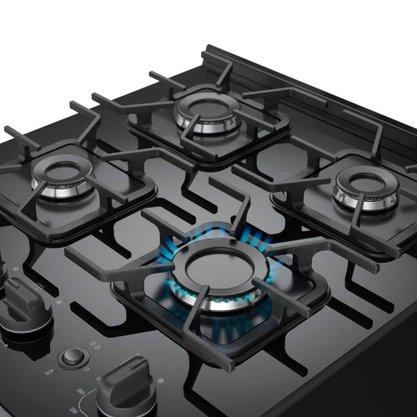 Fogão a Gás 4Q Decorato Vetro Inox com Mesa Vidro Mueller
