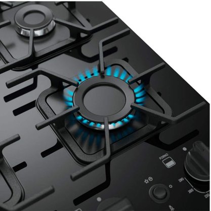 Fogão a Gás 4Q Decorato Vetro Inox com Mesa Vidro Mueller