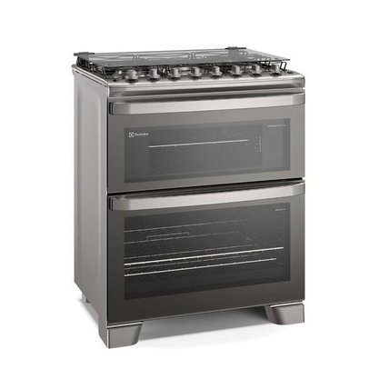 Fogão a Gás 5 Queimadores  Experience Cinza com  Forno Duplo Electrolux FE5DC