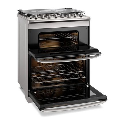 Fogão a Gás 5 Queimadores  Experience Cinza com  Forno Duplo Electrolux FE5DC