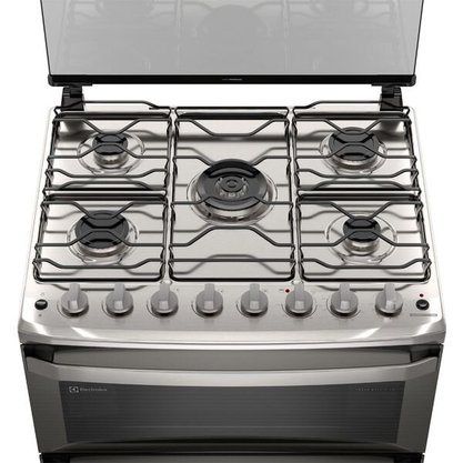Fogão a Gás 5 Queimadores  Experience Cinza com  Forno Duplo Electrolux FE5DC