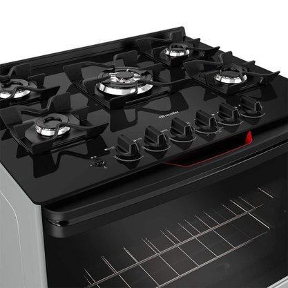 Fogão a Gás 5Q Piacere Vetro com Mesa Vidro MFV5BF Titânio Mueller