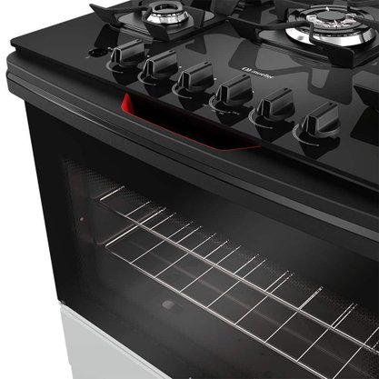 Fogão a Gás 5Q Piacere Vetro com Mesa Vidro MFV5BF Titânio Mueller
