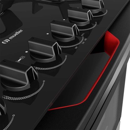 Fogão a Gás 5Q Piacere Vetro com Mesa Vidro MFV5BF Titânio Mueller