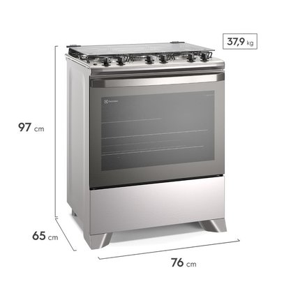 Fogão á Gás Efficient Mesa Inox 5 Queimadores Electrolux FE5IC