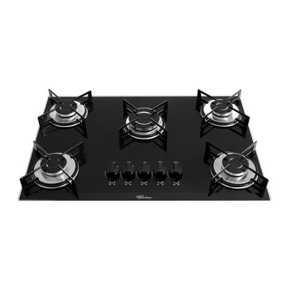 Fogão Cooktop a Gás 5 Queimadores com Mesa de Vidro Tripla Chama Fischer