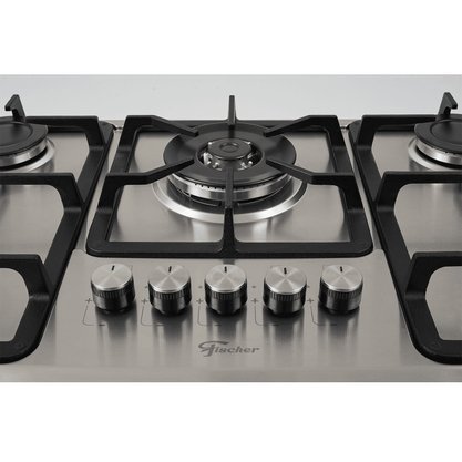 Fogão Cooktop a Gás Infinity 5 Queimadores com Mesa Inox Tripla Chama Fischer