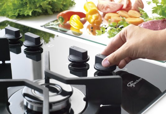 Fogão Cooktop a Gás Infinity 4 queimadores com Mesa de Vidro Preto Tripla Chama Fischer