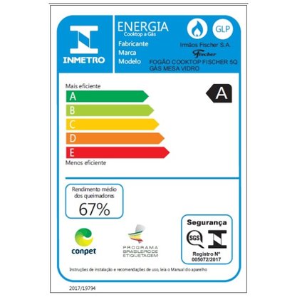 Fogão Cooktop Vidro Temperado 5Bocas Branco 1642-6986 Fischer