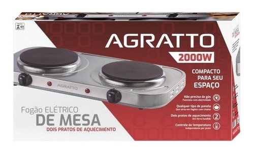 Fogão Elétrico de Mesa 2 Pratos Agratto FM-02