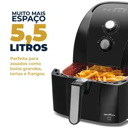 Fritadeira Sem Óleo Air Fry 5,5L BFR50 Preta Britânia