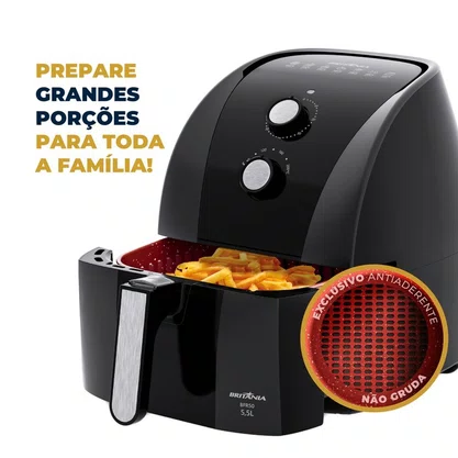Fritadeira Sem Óleo Air Fry 5,5L BFR50 Preta Britânia