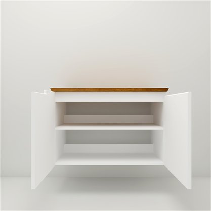 Gabinete para Banheiro Binário Branco  com Tampo Ipê Mazzu 80 cm