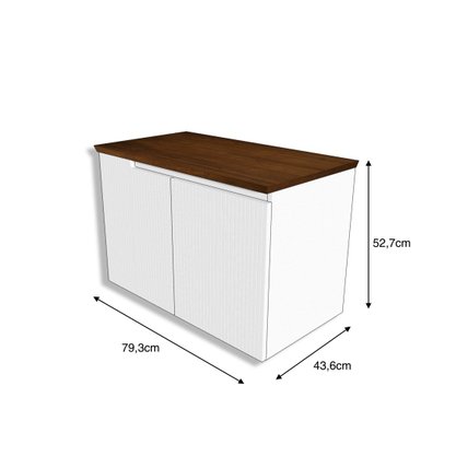 Gabinete para Banheiro Binário Branco  com Tampo Ipê Mazzu 80 cm