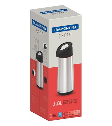 Garrafa Térmica Tramontina Exata em Aço Inox com Ampola de Vidro 1,8 L
