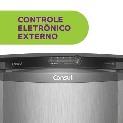 Geladeira Consul Frost Free 342 litros cor Inox com Gavetão Hortifruti CRB39AK